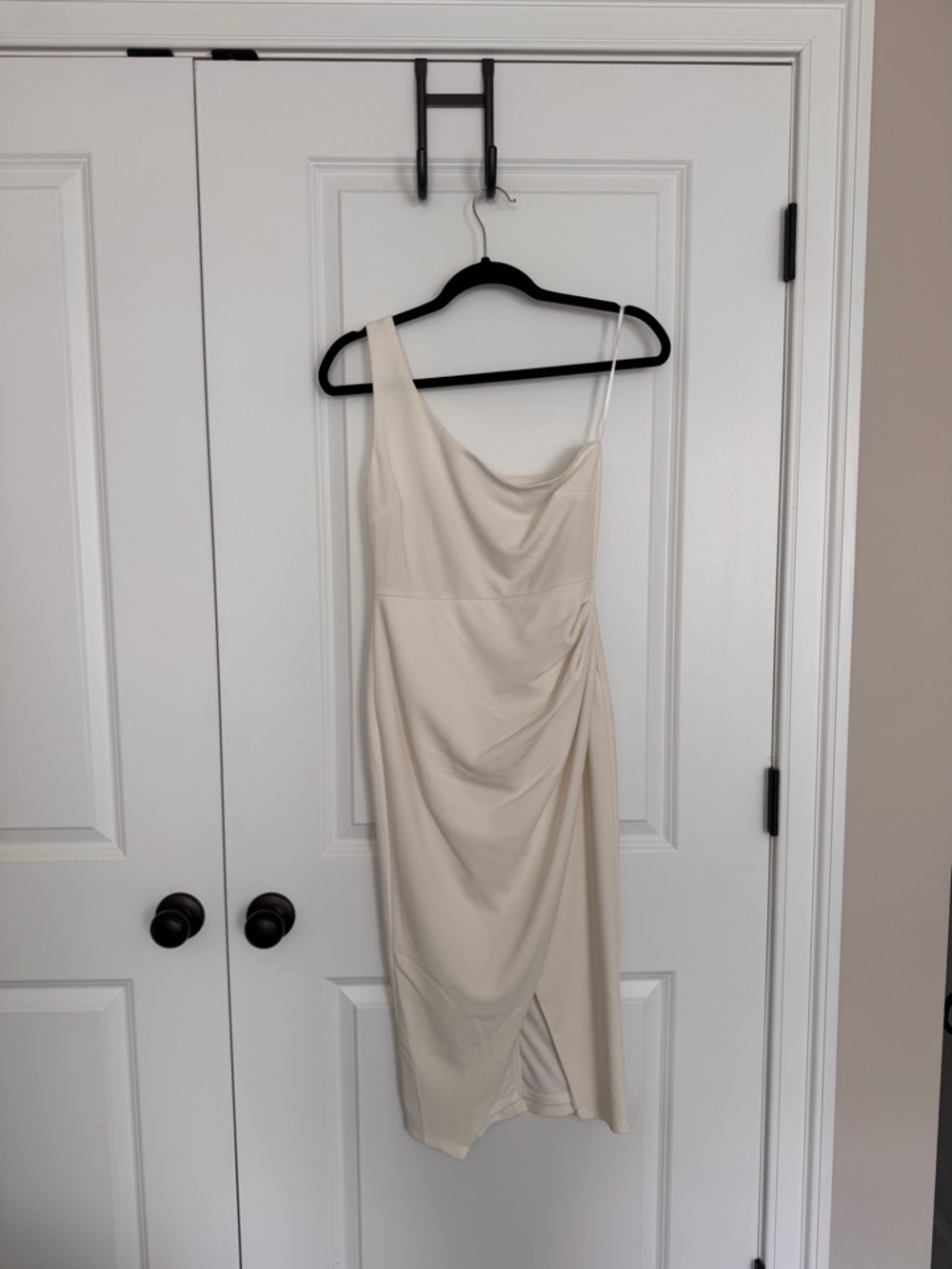 Windsor One-Shoulder White Draped Midi Dress